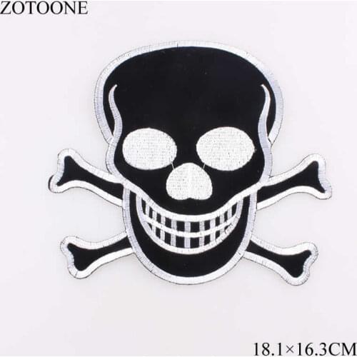 ZOTOONE Big Skull Patch 18.1*16.3CM Embroidery Iron on Patch for Clothing Applique DIY Hat Coat Dress Accessories Cloth Sticker
