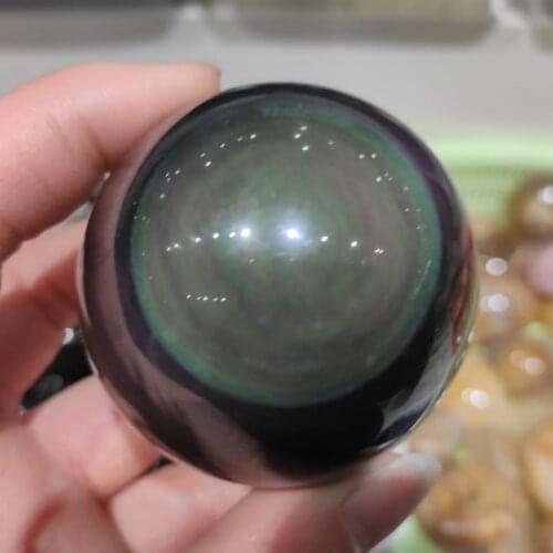 1pcs Obsidian Rainbow Eye Ball making Necklace Transfer Lucky Love Natural Stone Buddhism DIY Pendant feng shui home decoration