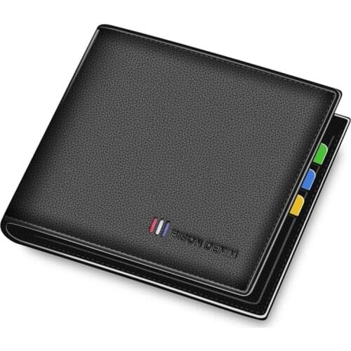 100% Cow Leather Wallet Men Bifold credit Card Holder Wallet RFID Blocking Short Purse For Men Portemonnee Male