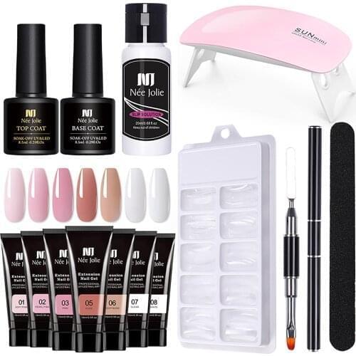 15pcs Poly Nail Gel Kit Nail Gel Uv Lamp False Nail Gel Nail Polish Set With Nail Art Manicure Set Gel Nail Extension Set