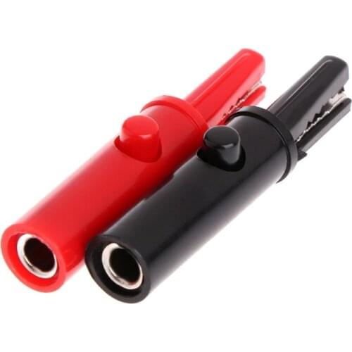 2 Pcs Push Button Type Full Protective Alligator Clips For Professional Multimeter L4MB