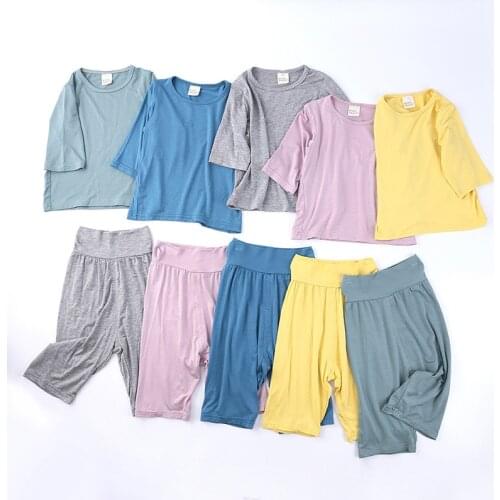 2Pcs/Set Modal Toddler Kids Nightgown Children Girl Boy Infant Casual Sleepwear Nightwear Home High Waist Warm Pajama Sets