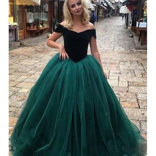 2021 emerald green princess Ball Gown Quinceanera Dresses off the shoulder Tulle evening prom gown Sweet 16 Dresses plus size