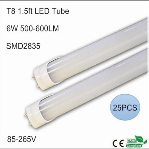 25PCS/lot LED Tube Light T8 300mm 4W 450mm 6W 85V-265V Double End LED Bulb Light 2835SMD Lights & Lighting Cold White/Warm White