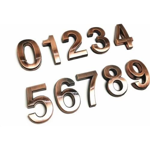 35mm 1pc 0-9 Modern House Number Number Stickers 3D Hotel Apartment Door Number ABS Plastic Golden Red Copper Bronze Name Plate