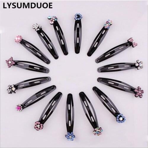 5Pcs/Lot Women Crystal Bow Hairpin Girl Pearl Barrette Black Hairgrip Dripping Hair Clips Alloy Wedding Jewelry Hair Accessories