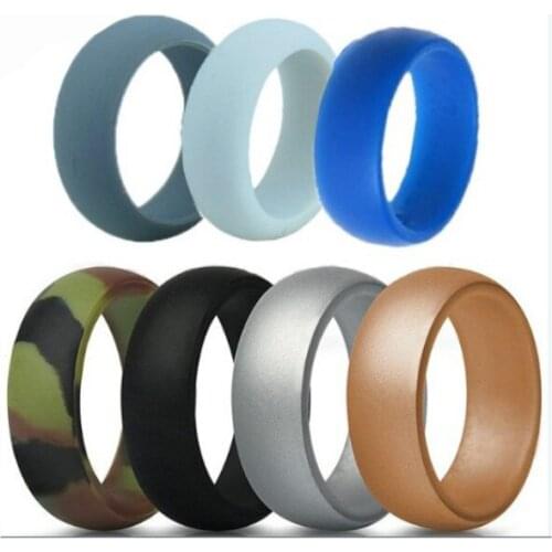 6-12 Size Hypoallergenic Crossfit Flexible Food Grade Silicone Finger Ring For Men Women rubber Wedding ring Jewelry 7pcs/set