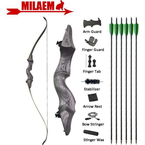 Archery 60inch 30-65lbs Takedown Recurve Bow Arrow Set Carbon Arrows Bowstring Stabilizer Left/Right Hand Shooting Accessories