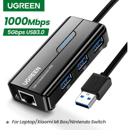 Ugreen USB Ethernet USB 3.0 2.0 to RJ45 HUB for Xiaomi Mi Box 3/S Set-top Box Ethernet Adapter Network Card USB Lan Ethernet