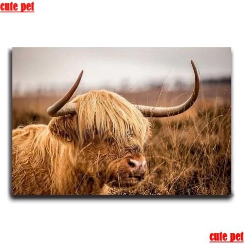 DIY Diamond Painting Highland cattle 5D Embroidery Drawing Needlework Gift Full Diamond Mosaic Cross stitch Home Decor puzzle