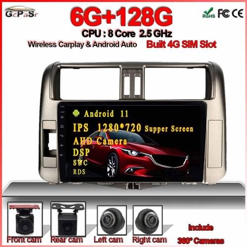 Android10 Car Stereo Radio DSP IPS 4G + 64G Video Multimedia Player For Toyota Land Cruiser Prado 150 2009 Navigation GPS DVD