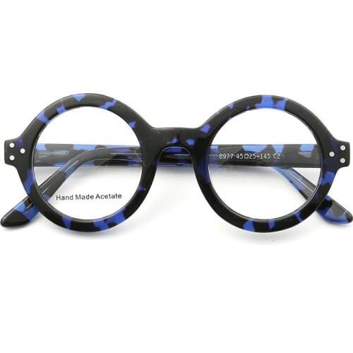 Oversize Round Women Eyeglasses Handmade Thick Acetate Frames Full-rim Optical Glasses Frames Men Eyewear Optic rx-able Black