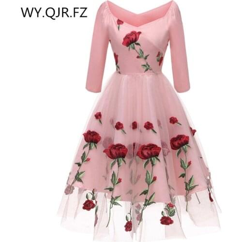 CD1657#Lace Embroidery Pink and white Short Bridesmaid Dresses wedding party dress gown prom wholesale fashion womens clothing