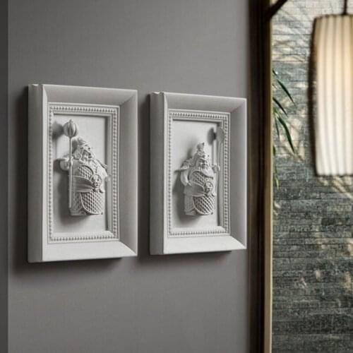 Home Decoration 3D Decorative Painting Chinese Style Room Decoration Stereo Door God Resin Statue Christmas Wall Decor Figurines