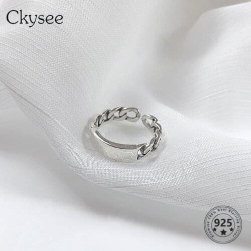 Ckysee 2020 Trend 925 Sterling Silver Women Rings Design Fashion Chain Opening Adjustable Ins Style Ring Female Jewely