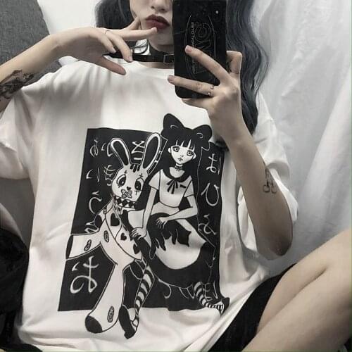 Y2k mujer gothic kpop clothes van футболка Harajuku Anime Print Crop Women T-shirts Goth Streetwear Short Sleeve Top Tee Female
