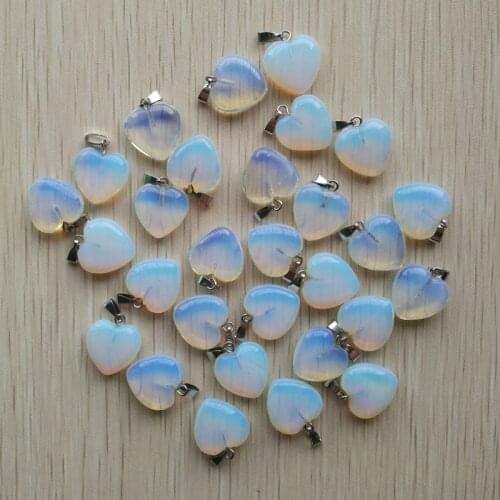 2018 fashion bestselling top quality opal stone charms love heart pendants for jewelry making 16mm 50pcs/lot Wholesale free
