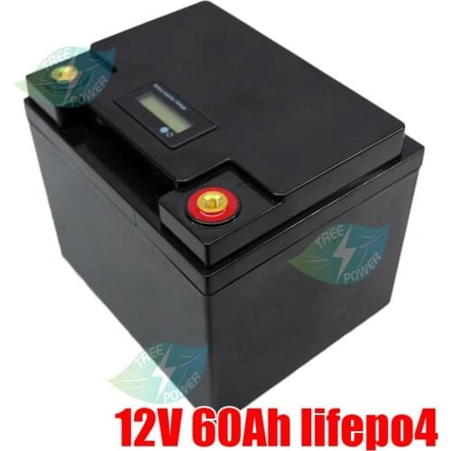 Lithium 12V 60AH lifepo4 battery BMS 4S 12.6V lifepo4 for 900W Solar energy storage RV boat inverter monitor RV +5A Charger