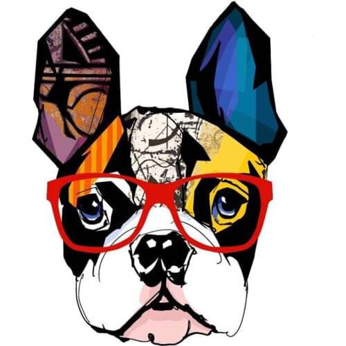 Fashion Fashion Car Sticker Hand Painted Art 3D Glasses Dog Cartoon PVC Decal for Laptop Cup Desk Auto Motorcycles,13cm*10cm