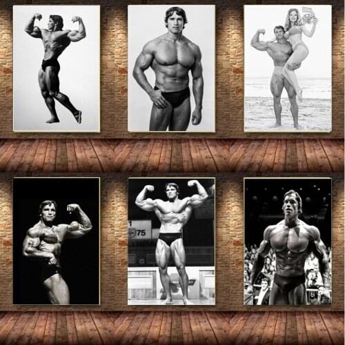 Muscle Man Arnold Schwarzenegger Bodybuilding Fitness Poster Prints Painting Workout Wall Art Pictures Cuadros for GYM Decor