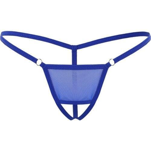 Mens See Through Sheer Mesh Erotic Lingerie for Male Crotchless Mini G-string Bikini Thongs Sissy Panties Sexy Gay Underwear