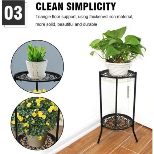 Plant Stand for Planter Desktop Four-legged Flower Pot Stand Floor-standing Double layer Iron Flower Shelf