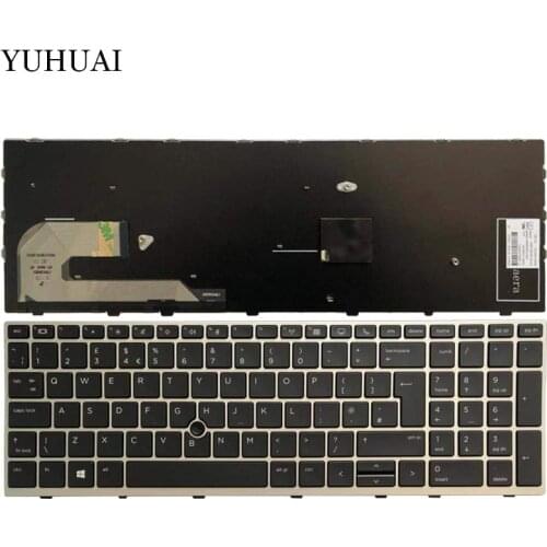 New UK Laptop keyboard For HP EliteBook 850 G5 silver frame with Pointing stick keyboard