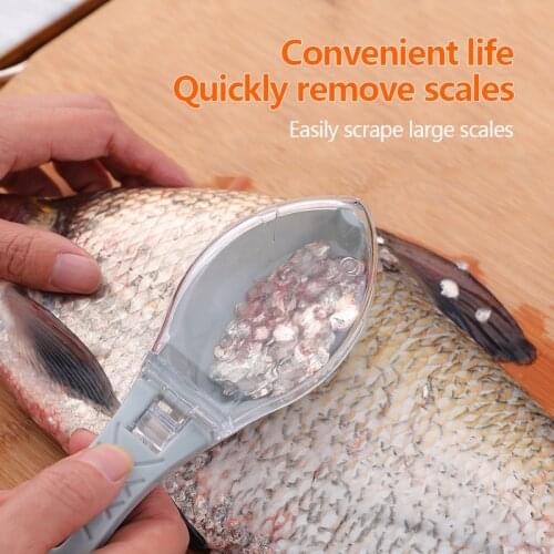 Transparent Cover Fish Scaler Stainless Steel Blade Seafood Tools Kitchen Supplies Cooking Tool Household Items