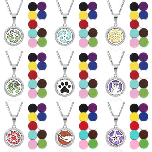 Aromatherapy Jewelry Essential Oil Diffuser Necklace Vintage Tree of Life Flower Aroma Diffuser Necklace Pendant Locket Necklace
