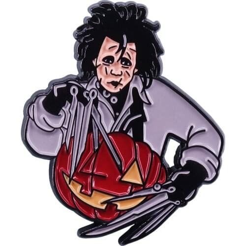 P5429 Dongmanli Scissors Hand Hard Enamel Pins Women Men Badge Backpack Collar Lapel Fashion Jewelry