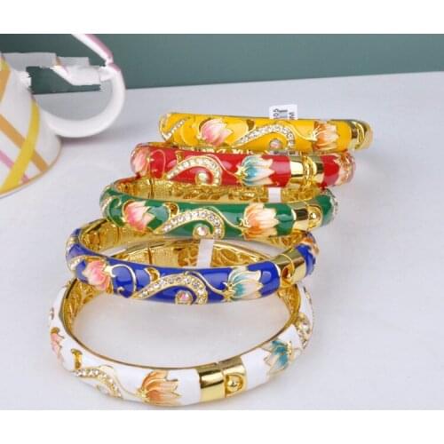 Cloisonne bracelet Double crystal female bracelet national wind GP jewelry gift 1PCS