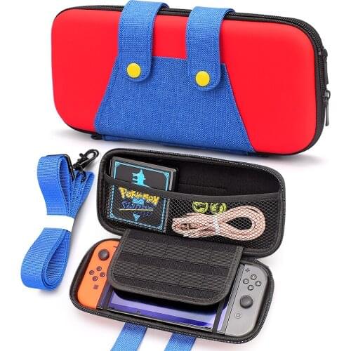Portable Protective Hard Shell Switch Storage Bag 10 Game Card Carry Pouch Case with Shoulder Strap for Nintendo Switch Console