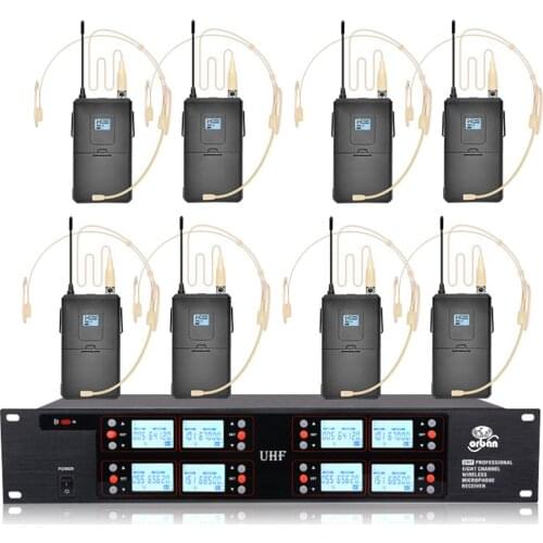 Professional UHF wireless microphone 8-channel head-mounted condenser microphone school church lecture microphone wireless