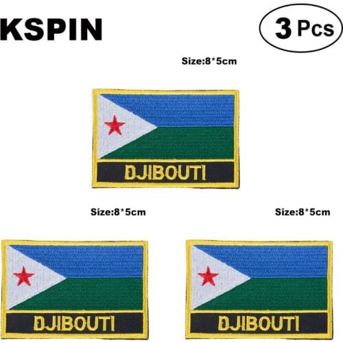 Djibouti Rectangular Shape Flag patches embroidered flag patches national flag patches for clothing DIY Decoration