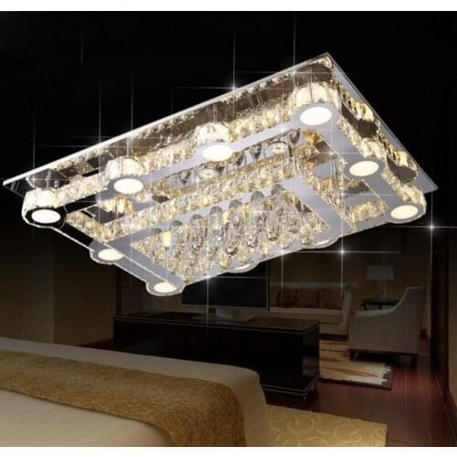 Rectangular living room lamp modern minimalist bedroom LED crystal ceiling lamps creative personality hall restaurant lighting