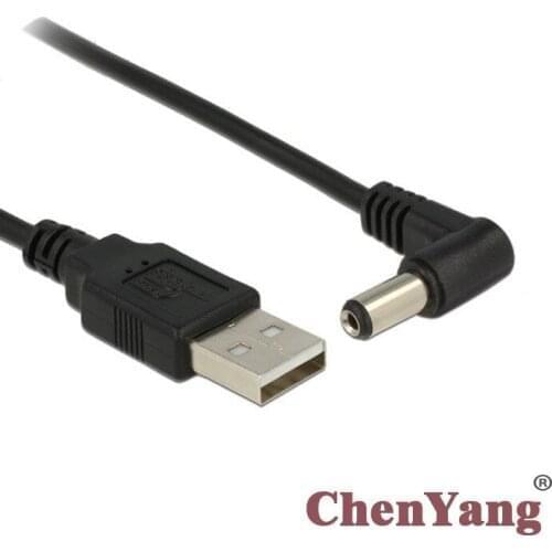 Right Angled 90 Degree 5.5 x 2.1mm DC 5V Power Plug Barrel Connector Charge to Male USB 2.0 A Type Cable 80cm