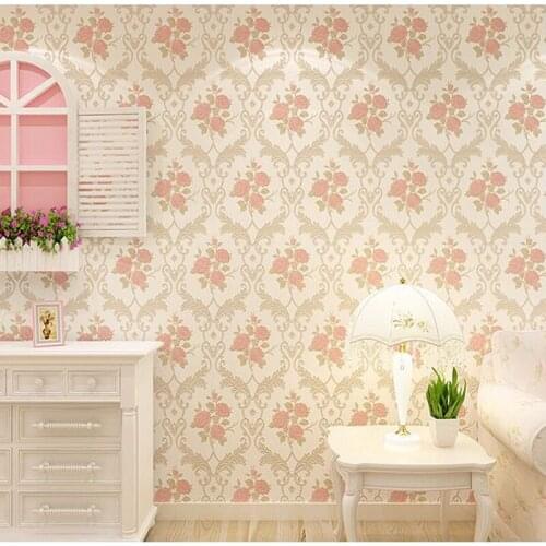 Q QIHANG European Style Pastoral 3D Non- woven Bedroom Living Room TV Background Wallpaper