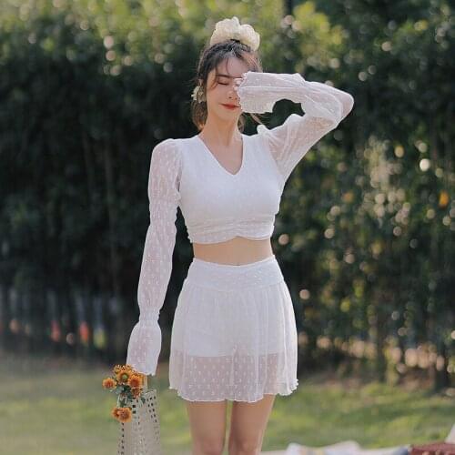 Womens Swimming Suit Plus Size Korean Swimwear Separate 2 Piece Tankini Swimsuit Sports Split Bathing Shorts Large Sizes Lycra