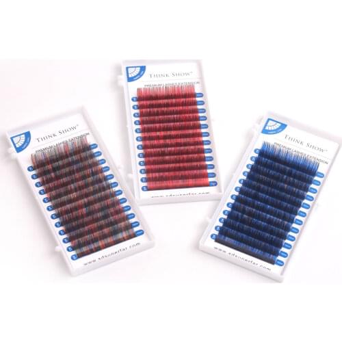 NEW 12Row 0.07/0.10 8-15mm MIX Muliticolor Eyelash Extension Individual Faux Mink Cilio Eyelash Ombre Blue Purple Lash Extension