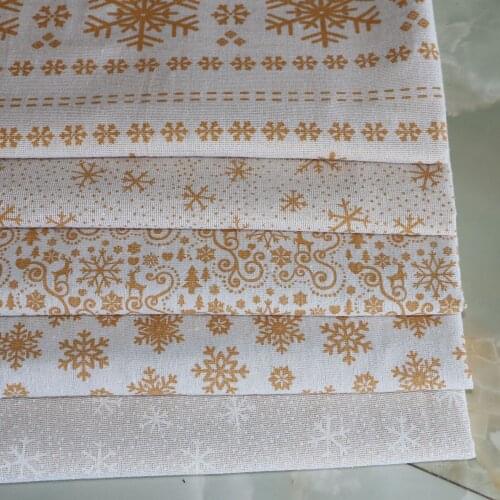Christmas cotton linen fabric 100*150cm snowflake Elk linen fabric Handmade diy Needlework patchwork Sewing Printed cloth white