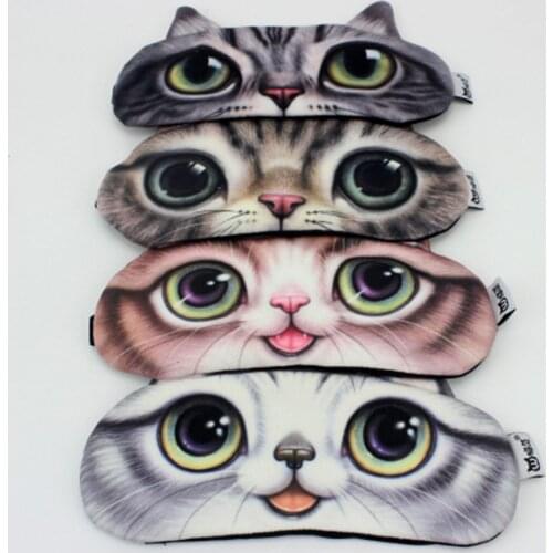 Cute 3D Big-eyed Night Cat Blindfold High-quality Light Proof Sleeping Masks Breathable Night Eye Cover Animal Fashion Eye Patch