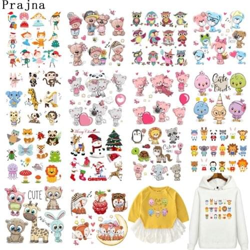 Prajna Cartoon Animal Series Iron On Patches For Clothing Thermal Sticker On Clothes Iron On Trasfer Patches Cute Style Applique