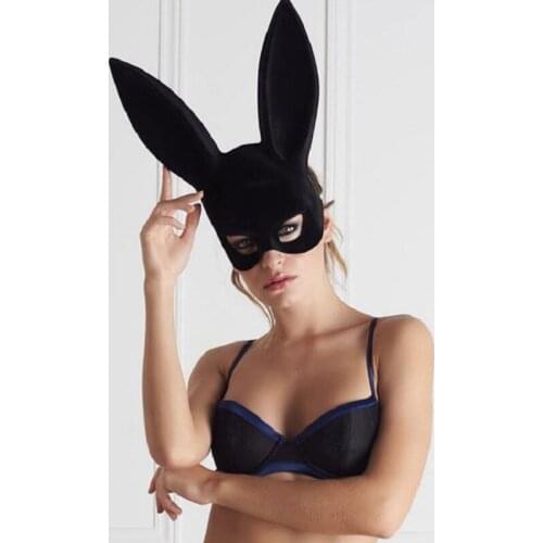 Halloween Supplies Masquerade Half Face Flocking Bunny Mask Party Sexy KTV Bar Bunny Girl Anime Cosplay Christmas Decorations