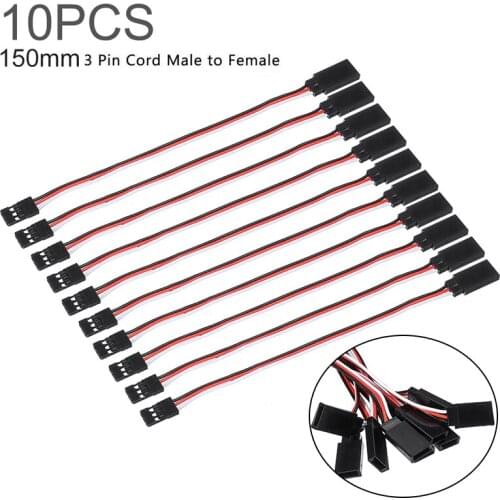 10PCS 3 Doubling Model Cords JR Male to Female 150MM Servo Extension Lead Steering Gear Wire White Red Black Electric Supplies