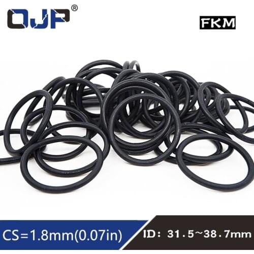 5PCS/lot Fluorine rubber Ring Black FKM Seal 1.8mm Thickness ID31.5/32.5/34.5/35.5/36.5/37.5/38.7mm O-Ring Seal Ring Gasket