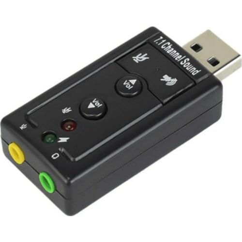 USB 7.1 Stereo Adjustable Volume Sound Card Stereo Audio Adapter 3.5MM Audio Cable Supports Windows XP/2000
