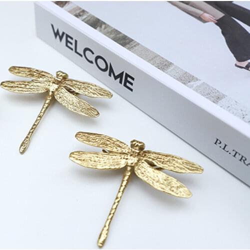 Dragonfly Shape/ brass Knobs Cupboard Pulls Drawer Knobs Kitchen Cabinet Handles Furniture Handle Hardware WF