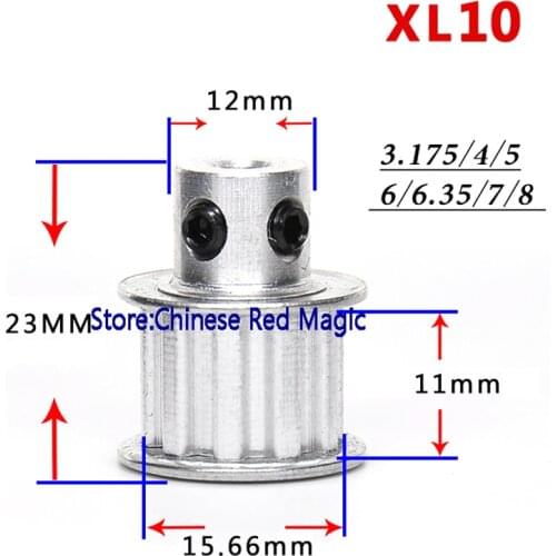 XL10 10 tooth Timing Pulley Aluminum 3D Printer Parts 10XL 10teeth Bore 3.17/4/5/6/6.35/8mm Width 11mm Synchronous Wheel Gear