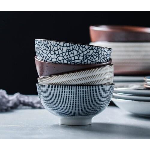 Japanese rice bowl family ceramic dinner individual creative bowl 4.5/5/6 inch rice bowl single porcelain bowl ceramic bowl