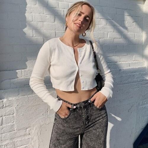 Long Sleeve Crop Tops Blouses Women 2021 Summer Autumn V Neck Buttons Rib Knit Slim Fit Blouse Casual Club Sexy Shirts Female